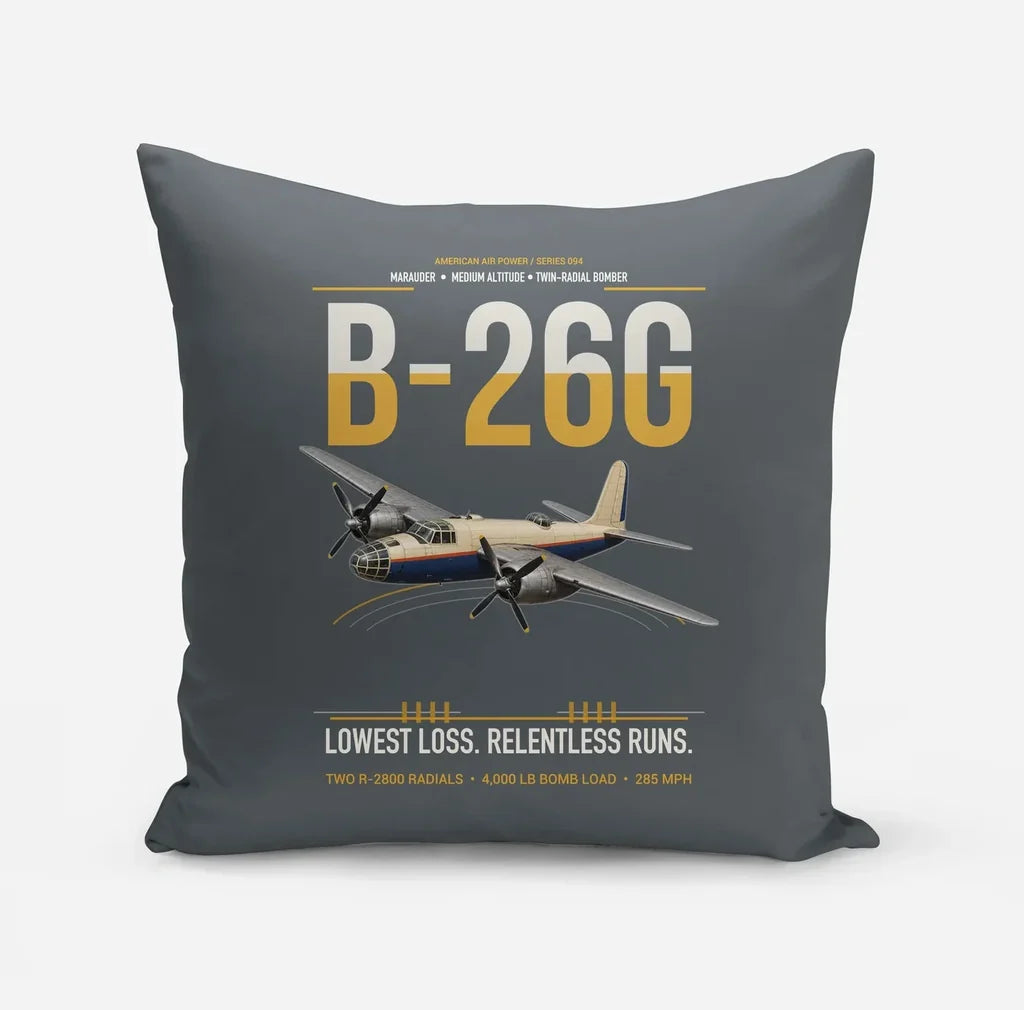 B-26G Marauder design on gray pillow