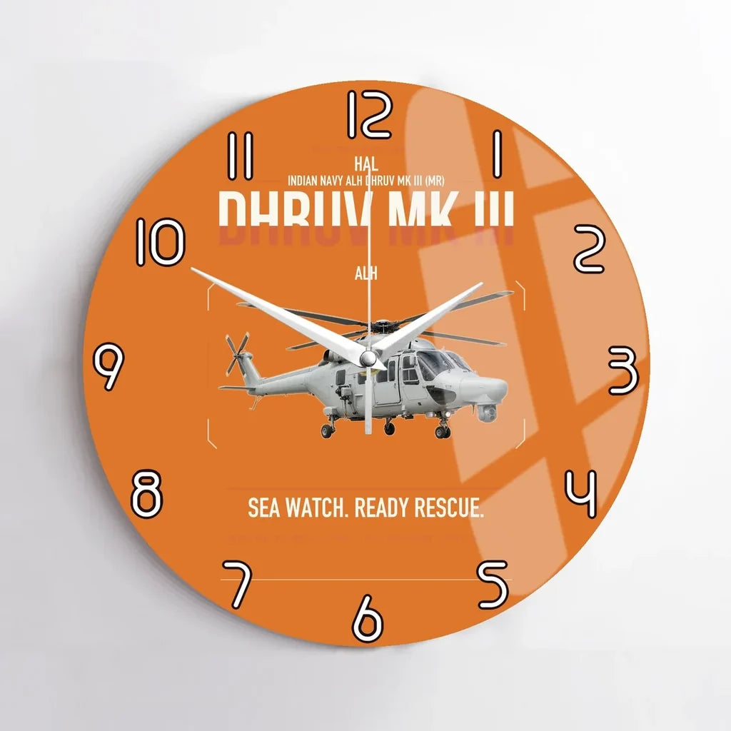 HAL ALH Dhruv Mk III design on orange no frame wall clock