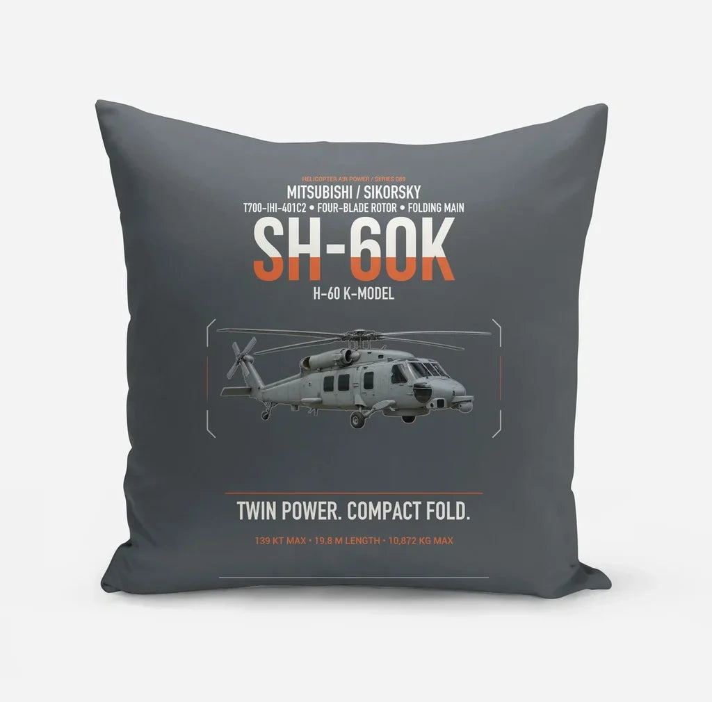 Mitsubishi Sikorsky SH-60K design on gray pillow