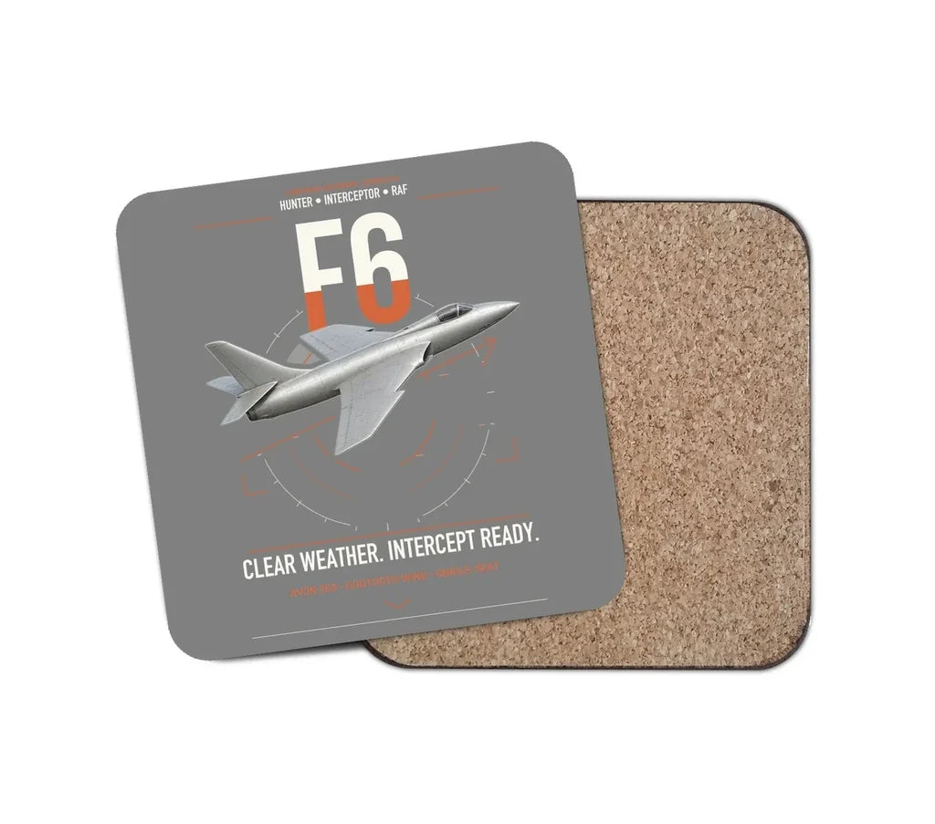 Hawker Hunter F6 design on gray 1 piece coaster
