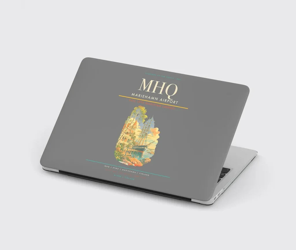 Mariehamn Airport (MHQ) design on gray MacBook case