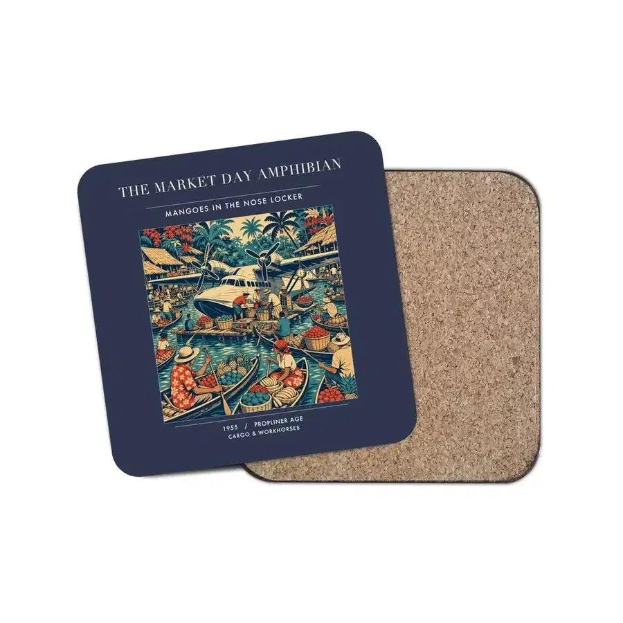 The Market Day Amphibian - Designed Coasters design on navy blue 1-piece