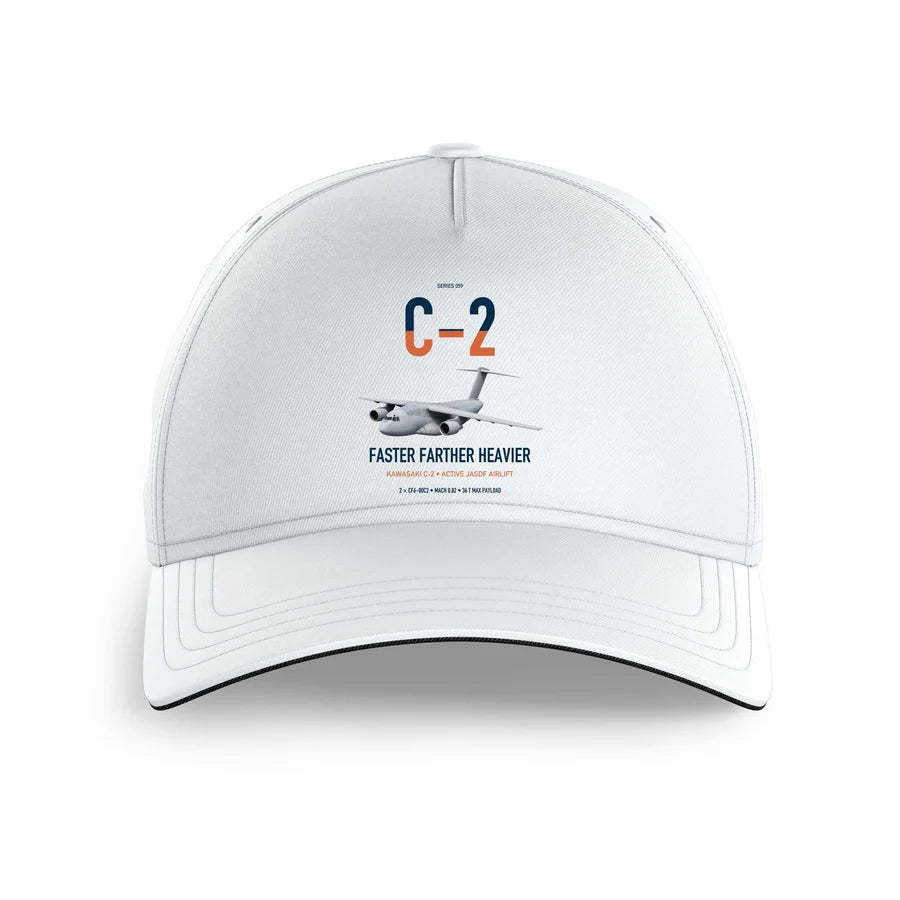 Kawasaki C-2 design on white printed hat
