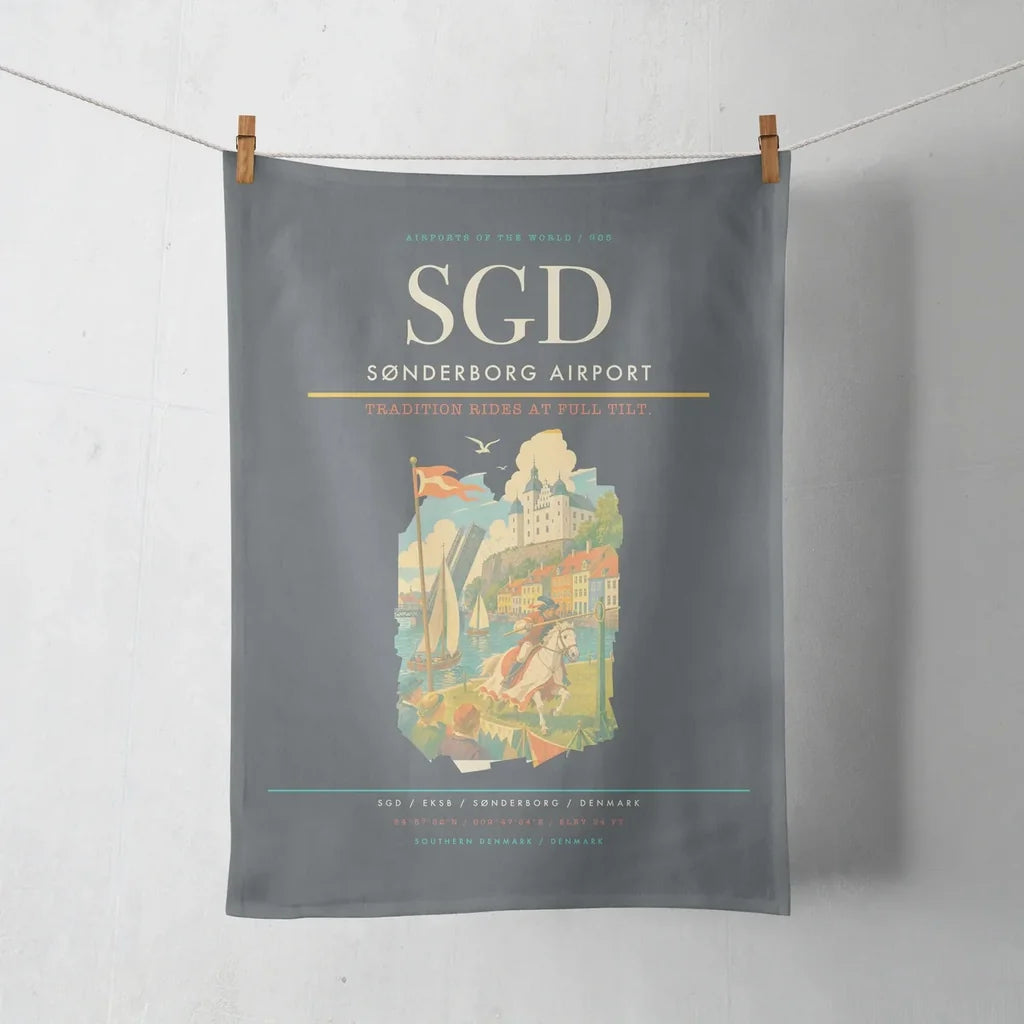 Sønderborg Airport (SGD) design on gray towel
