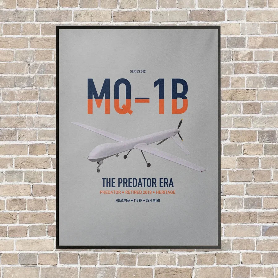 MQ-1B Predator vertical canvas print - framed - light gray background