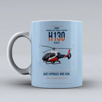 Thumbnail for Airbus H130 design on light blue ceramic mug, double-side print