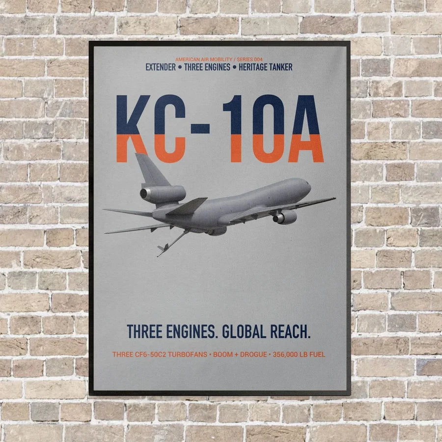 KC-10A EXTENDER vertical canvas print - framed - light gray background