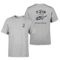 Thumbnail for Sikorsky S-61N design on light gray t-shirt, double-side print