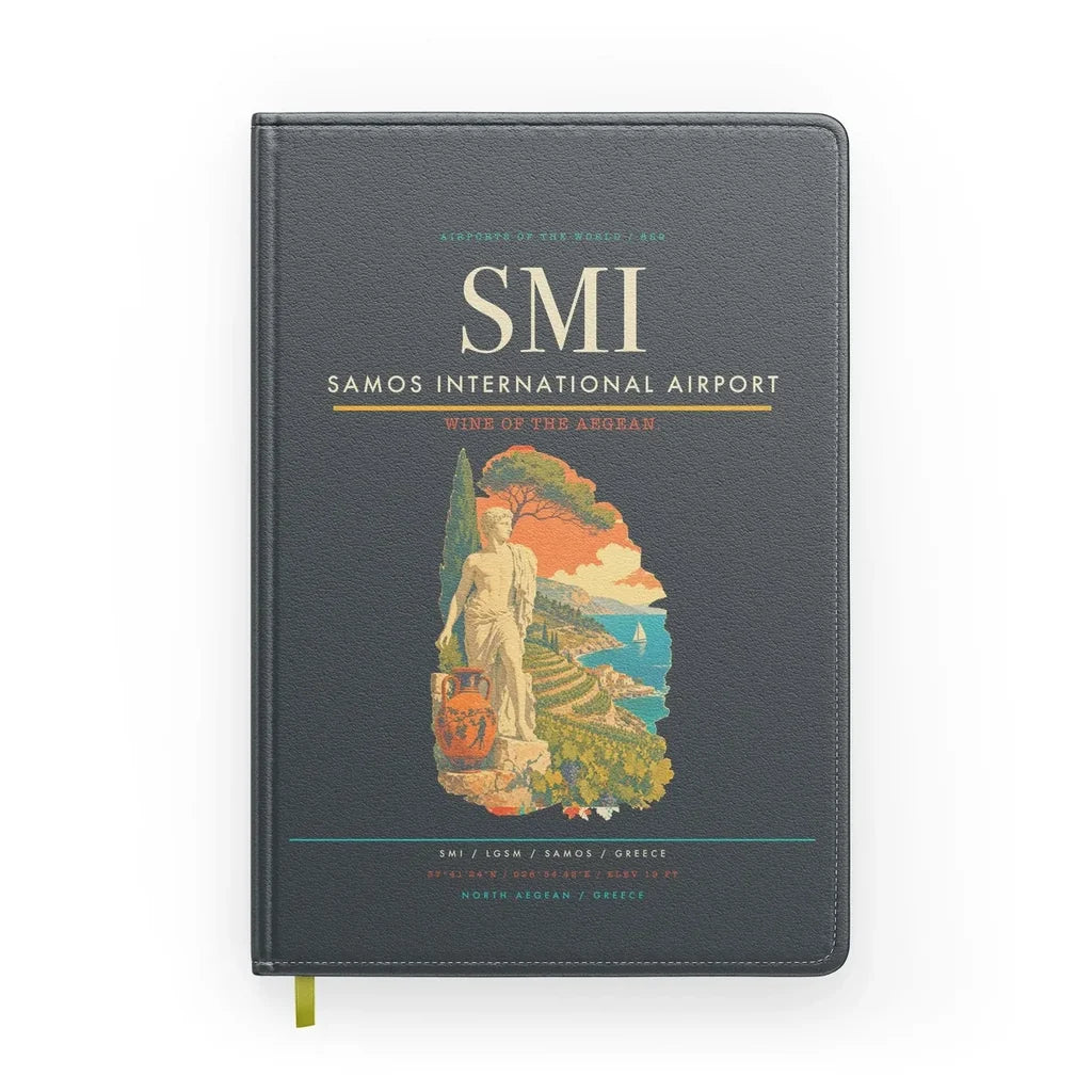 Samos International Airport (SMI) design on gray notebook