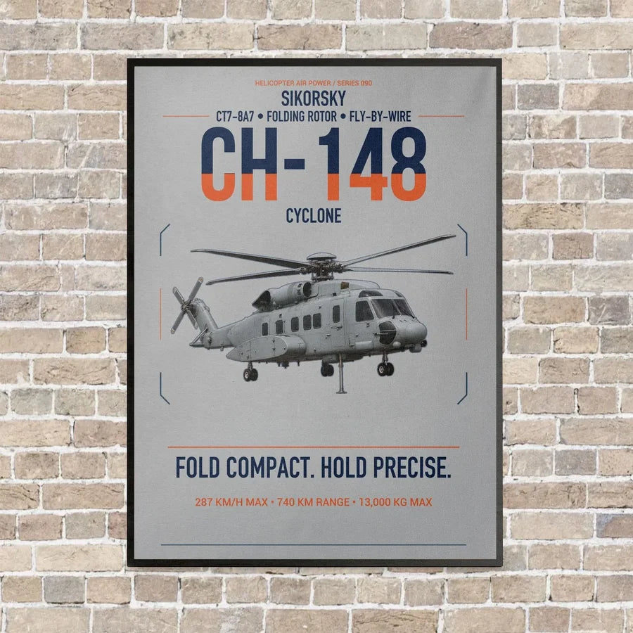 Sikorsky CH-148 Cyclone vertical canvas print - framed - light gray background