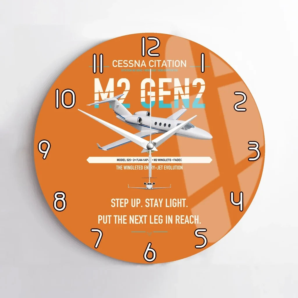 Cessna Citation M2 Gen2 design on orange no frame wall clock