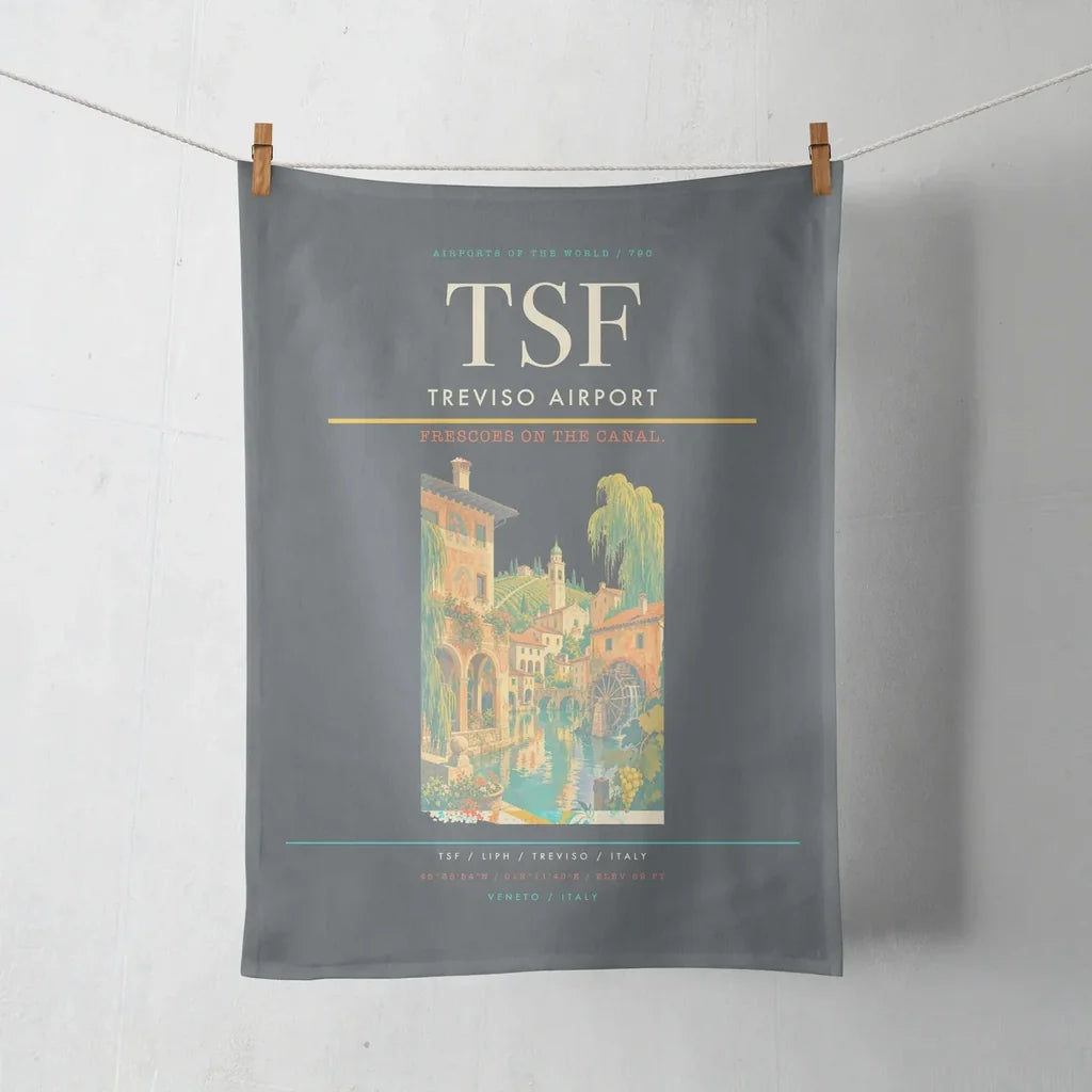 Treviso Airport (TSF) design on gray towel