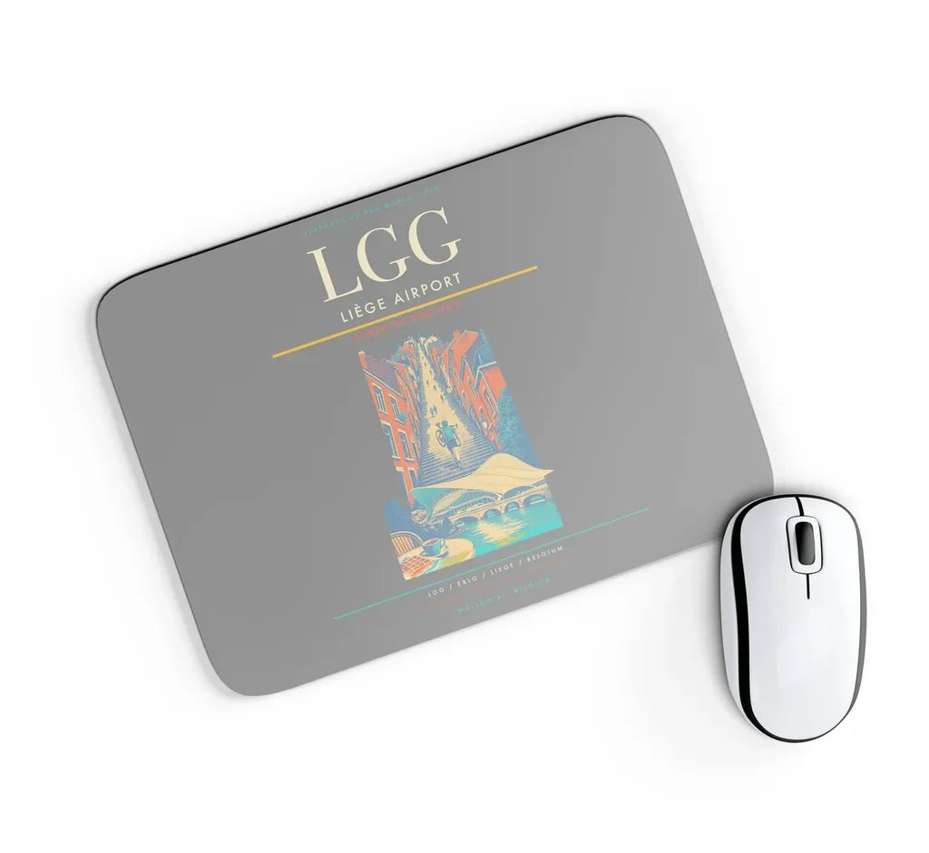 Liège Airport (LGG) design on gray rectangle mouse pad