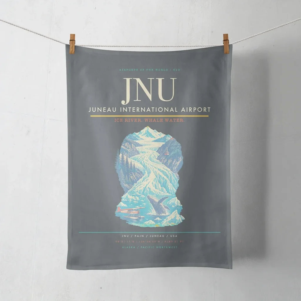 Juneau International Airport (JNU) design on gray towel
