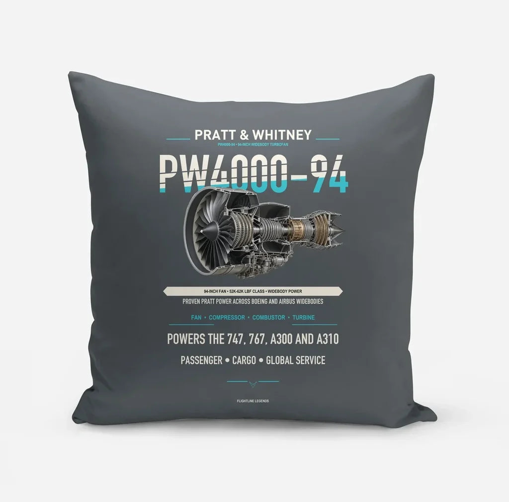 PW4000-94 design on gray pillow