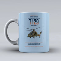 Thumbnail for Turkish Aerospace T129 ATAK Phase 2 design on light blue ceramic mug, double-side print