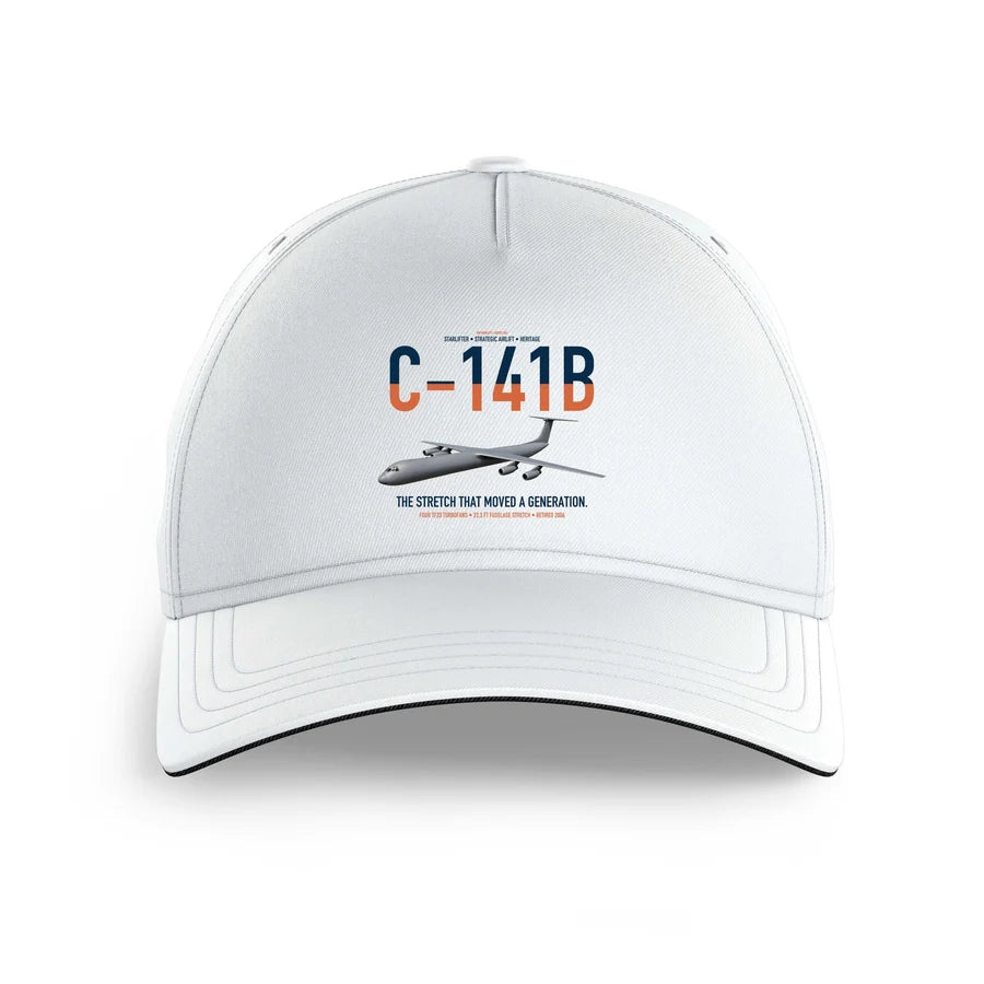 C-141B Starlifter design on white printed hat