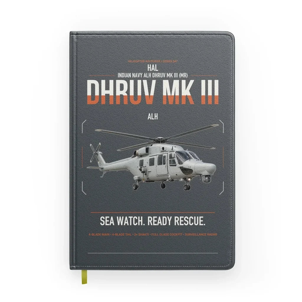 HAL ALH Dhruv Mk III design on gray notebook