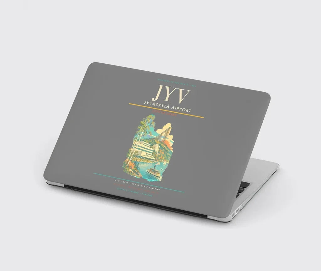 Jyväskylä Airport (JYV) design on gray MacBook case