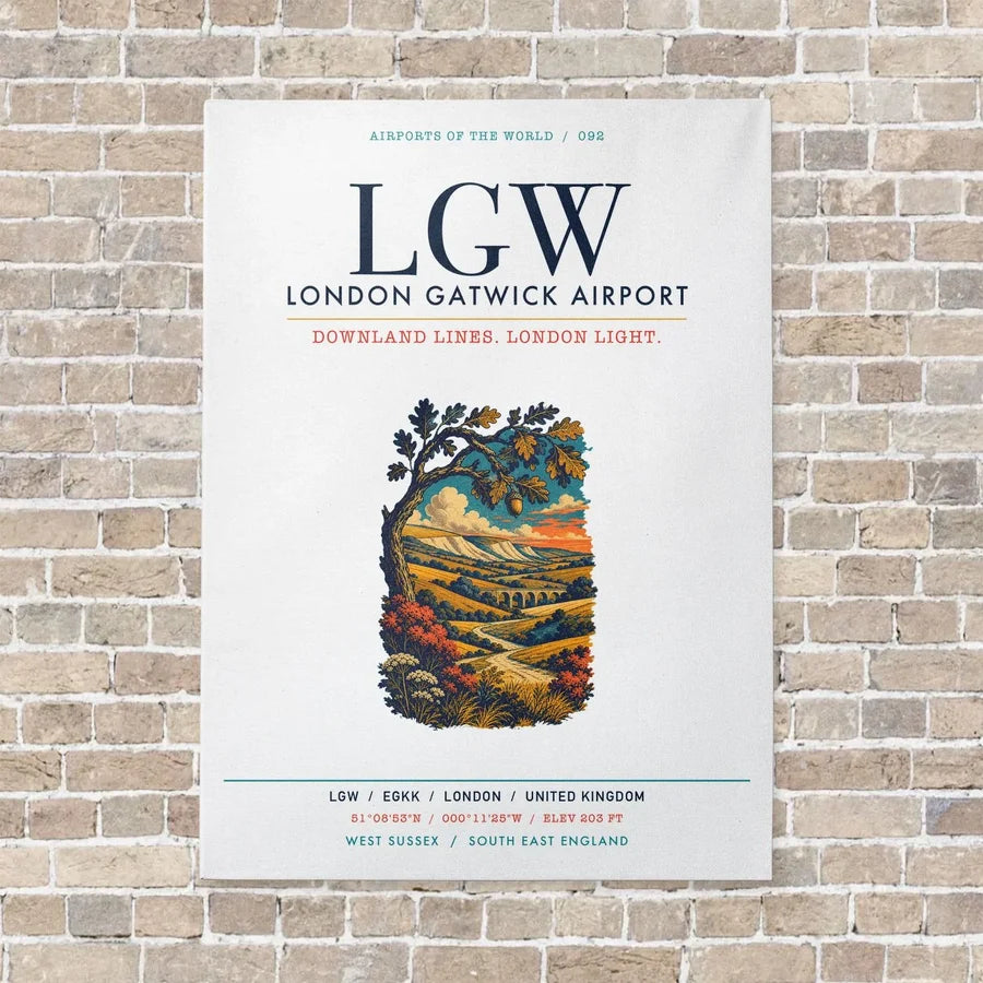 London Gatwick Airport LGW vertical canvas print - no frame - white background