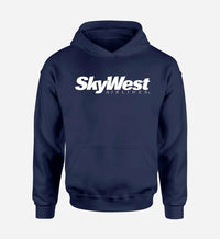 Thumbnail for Skywest Airlines logo printed on navy blue hoodie