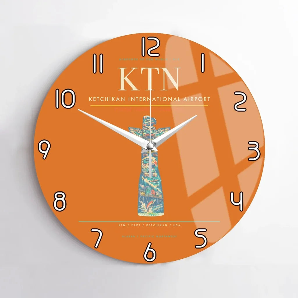 Ketchikan International Airport (KTN) design on orange no frame wall clock