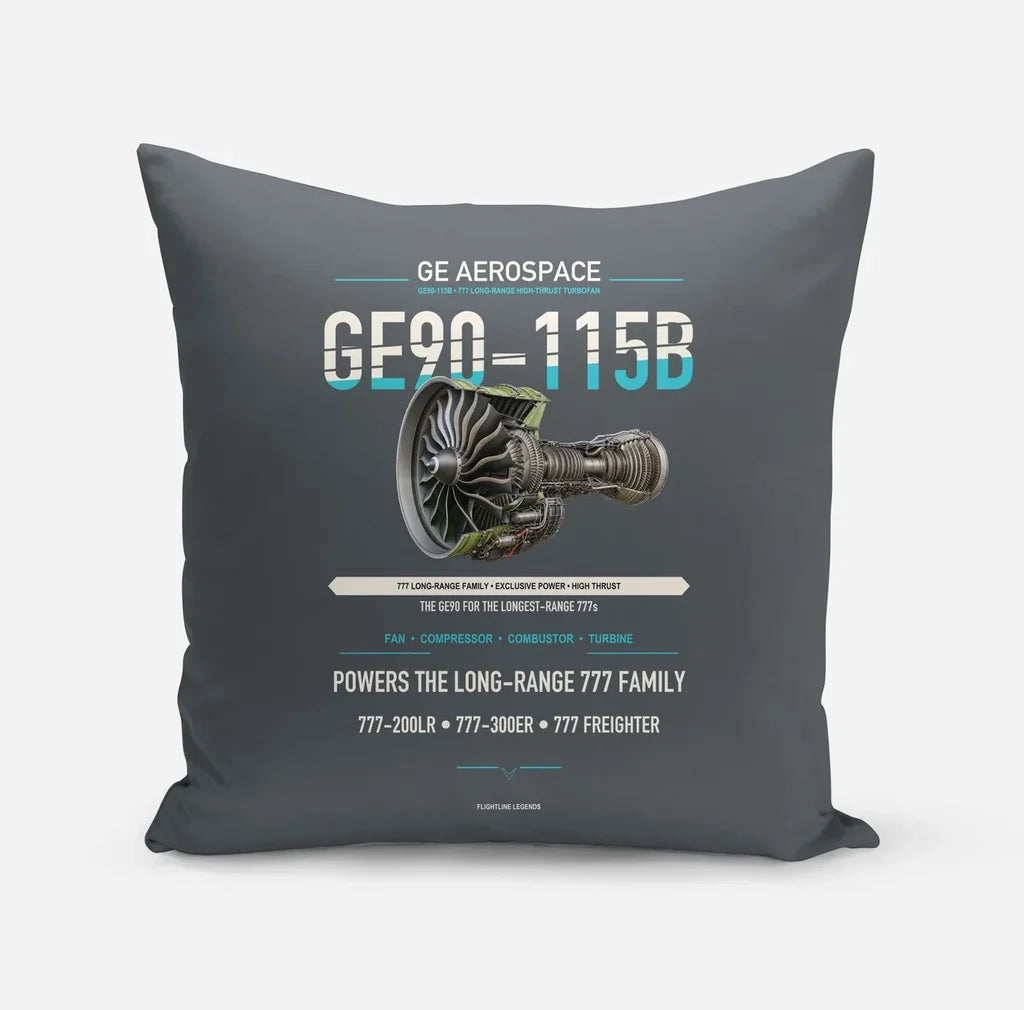 GE90-115B design on gray pillow
