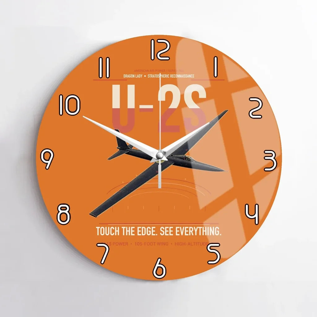 U-2S Dragon Lady design on orange no frame wall clock