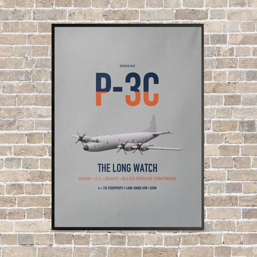 P-3C Orion vertical canvas print - framed - light gray background
