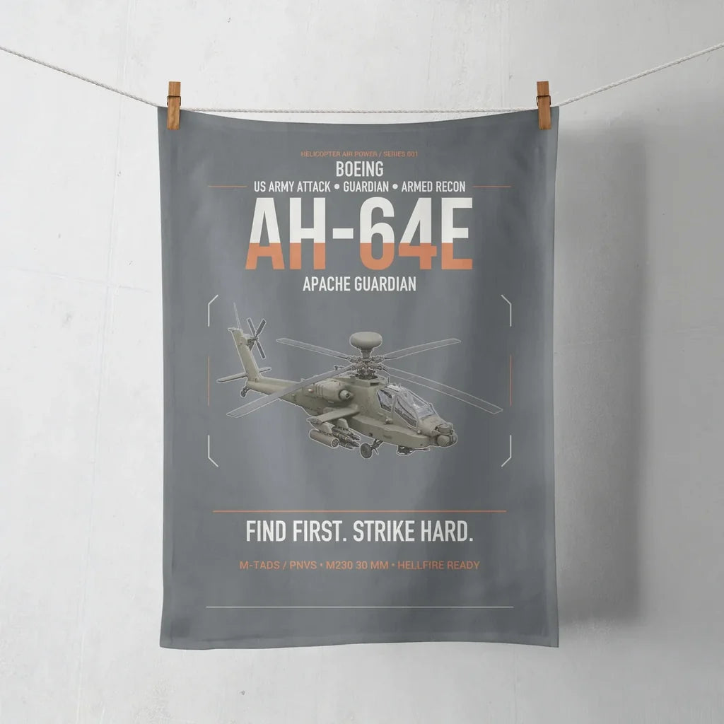 Boeing AH-64E Apache Guardian design on gray towel