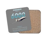 Thumbnail for Bombardier Global 6000 design on gray 1 piece coaster