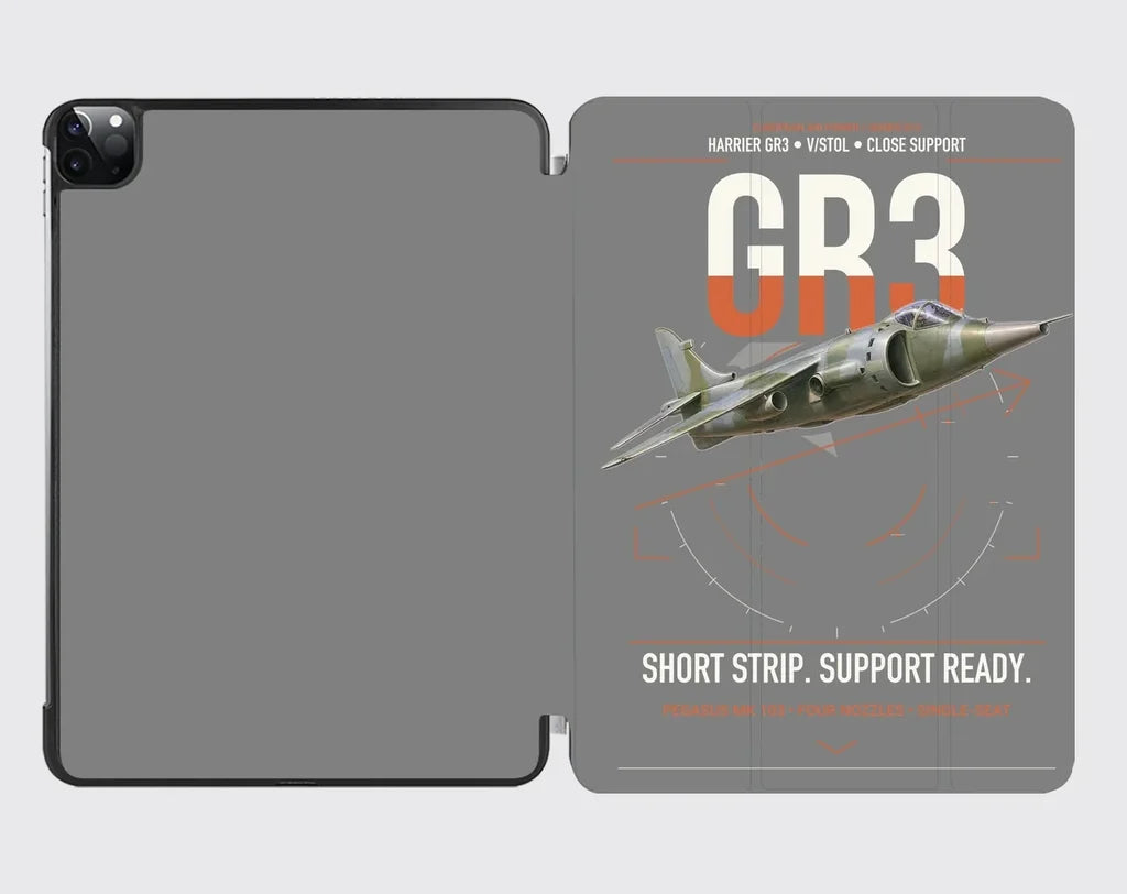 Hawker Siddeley Harrier GR3 design on gray ipad tablet case