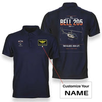 Thumbnail for Bell 205A-1++ design on navy blue+name double-side polo t-shirt, double-side print