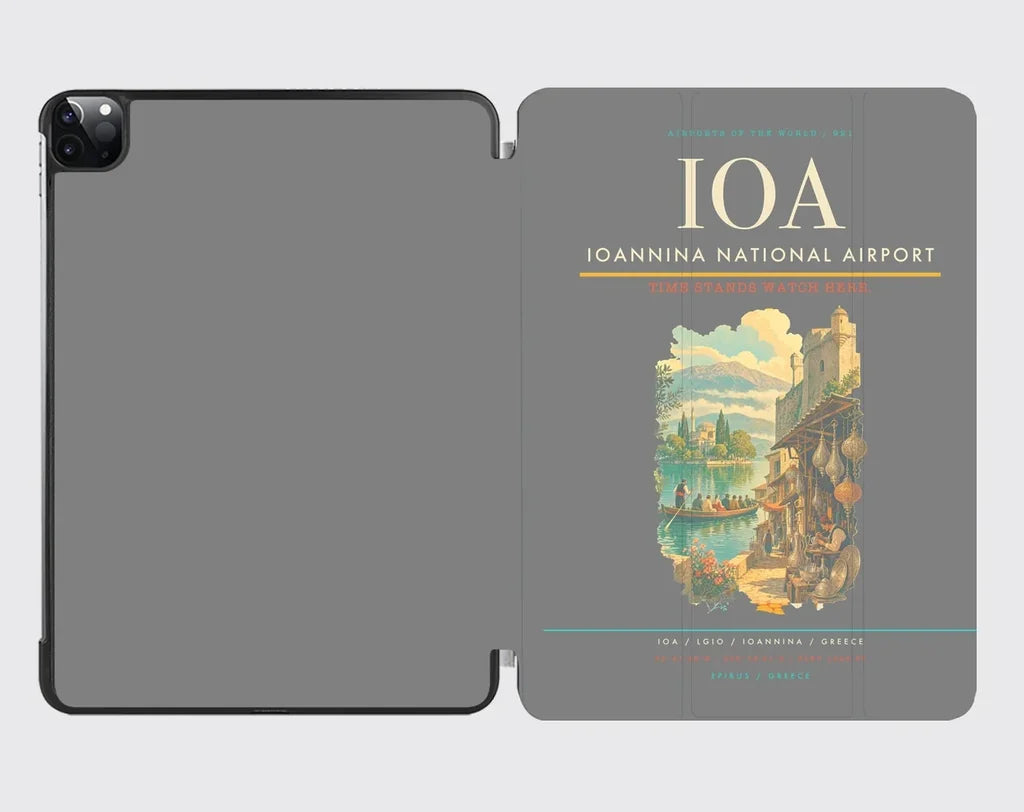 Ioannina National Airport (IOA) design on gray ipad tablet case