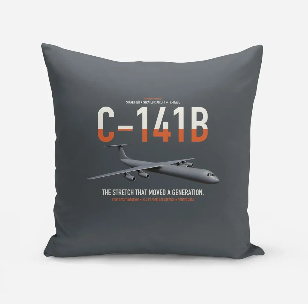 C-141B Starlifter design on gray pillow