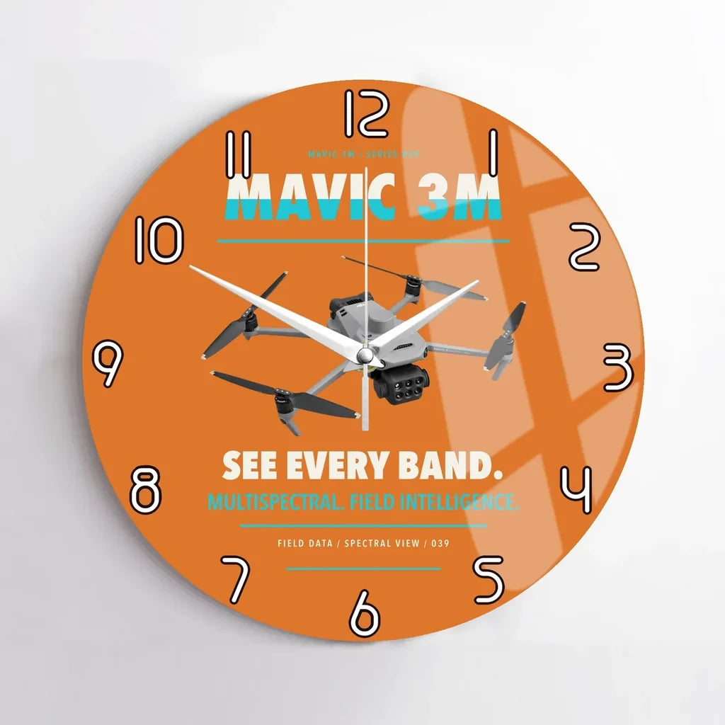 DJI Mavic 3 Multispectral design on orange no frame wall clock