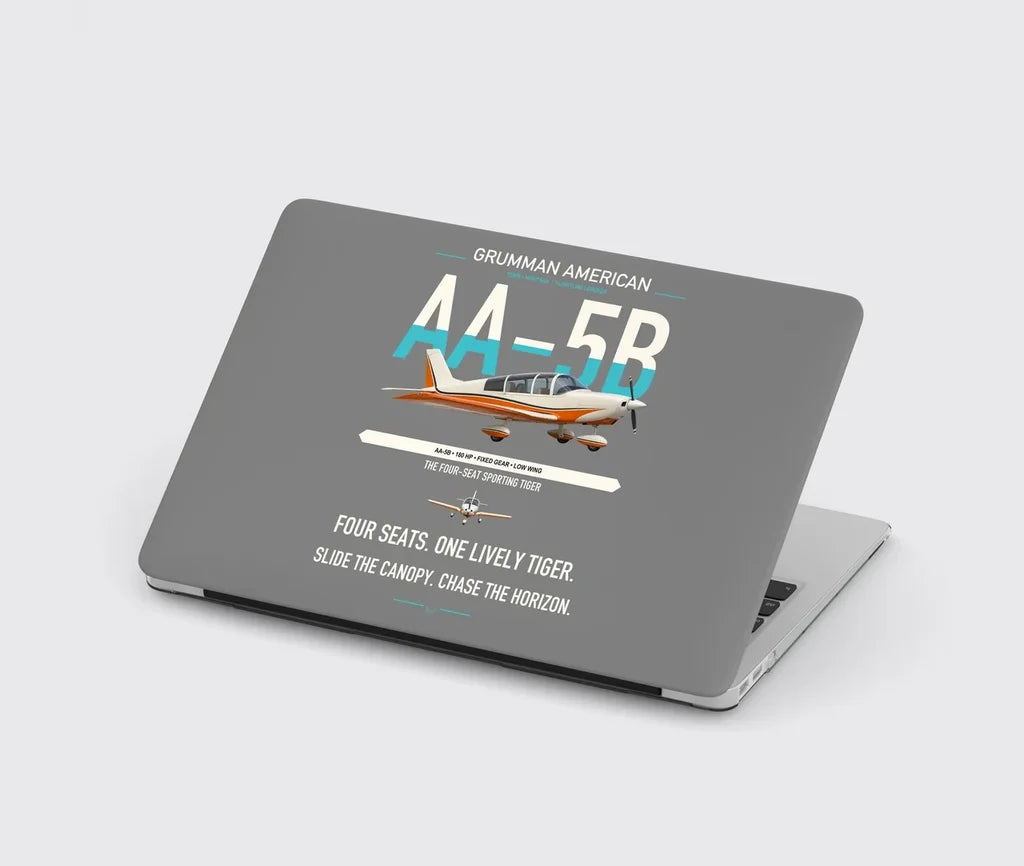 Grumman American AA-5B Tiger design on gray MacBook case