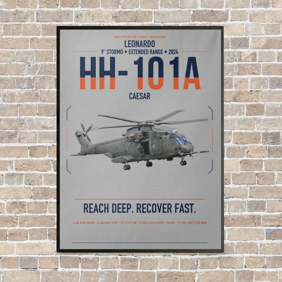 Leonardo HH-101A Caesar vertical canvas print - framed - light gray background