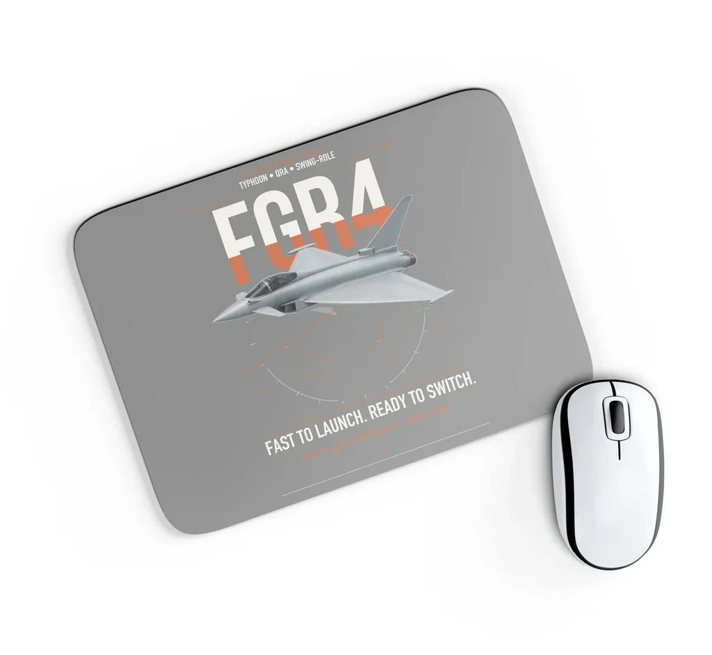 Eurofighter Typhoon FGR4 design on gray rectangle mouse pad