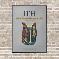 Thumbnail for Ithaca Tompkins Regional Airport ITH vertical canvas print - framed - light gray background