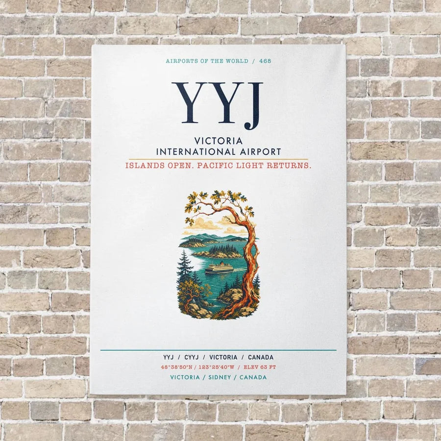 Victoria International Airport YYJ vertical canvas print - no frame - white background