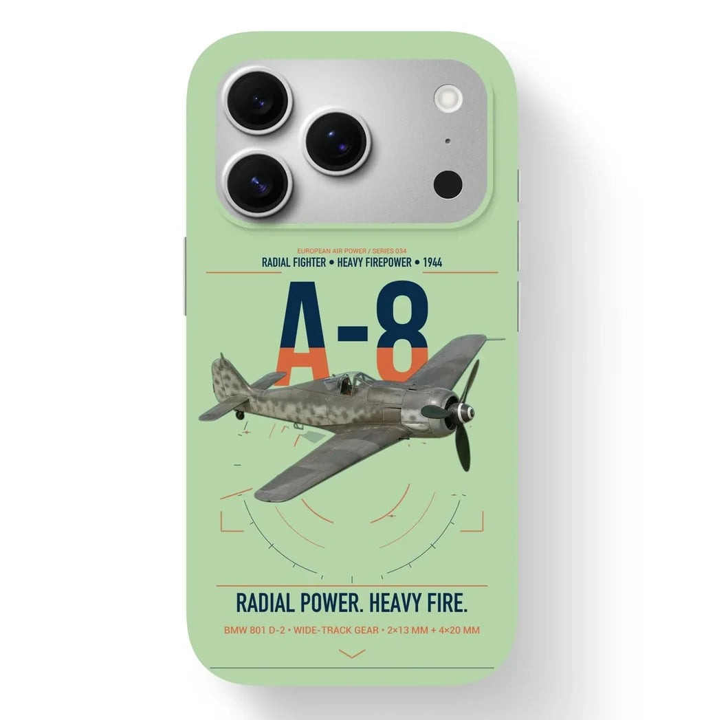 Focke-Wulf Fw 190A-8 design on light green magsafe iphone case, for iPhone 17 Pro