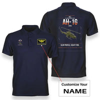 Thumbnail for Bell AH-1G Cobra design on navy blue+name double-side polo t-shirt, double-side print