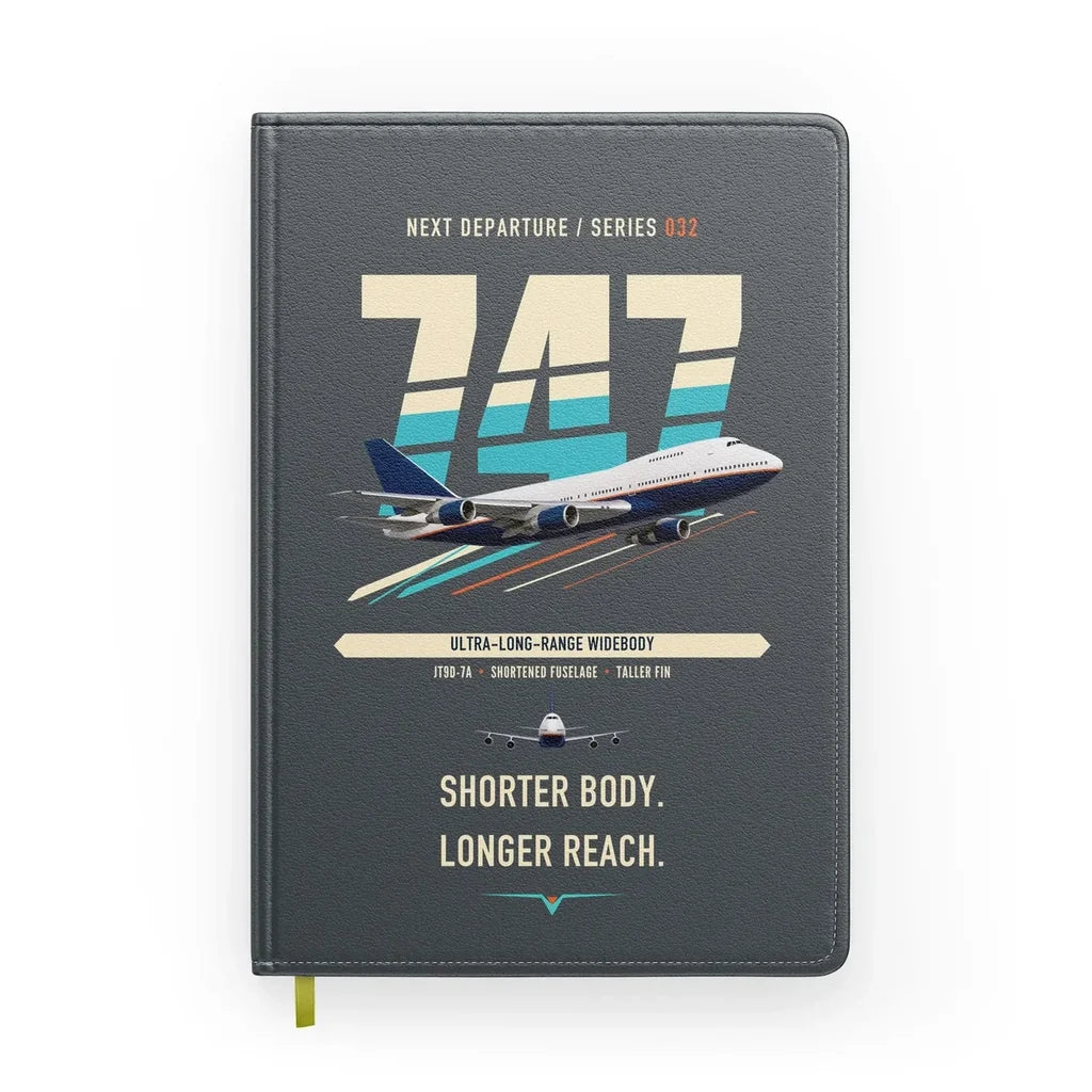 Boeing 747SP design on gray notebook