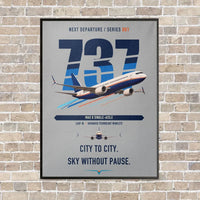 Thumbnail for Boeing 737 MAX 8 vertical canvas print - framed - light gray background