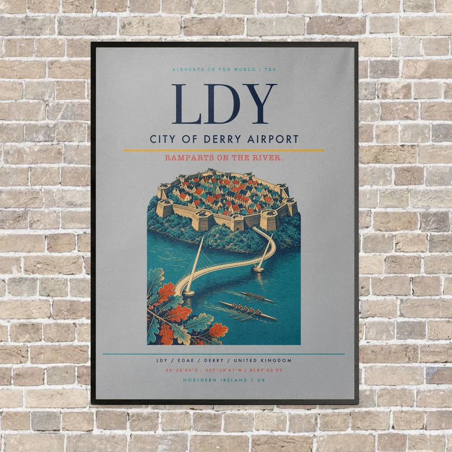 City of Derry Airport LDY vertical canvas print - framed - light gray background
