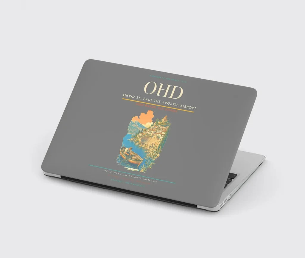 Ohrid St. Paul the Apostle Airport (OHD) design on gray MacBook case