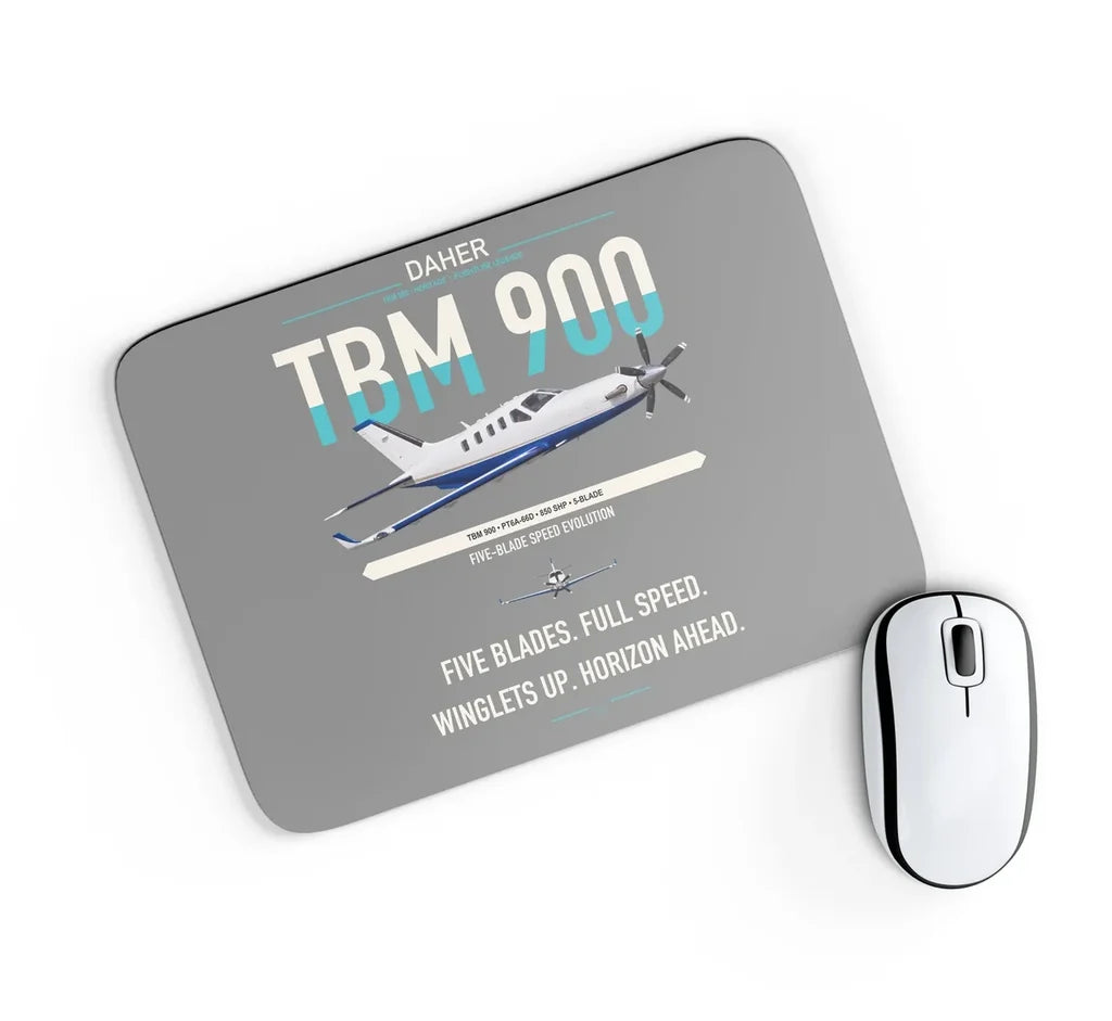Daher TBM 900 design on gray rectangle mouse pad