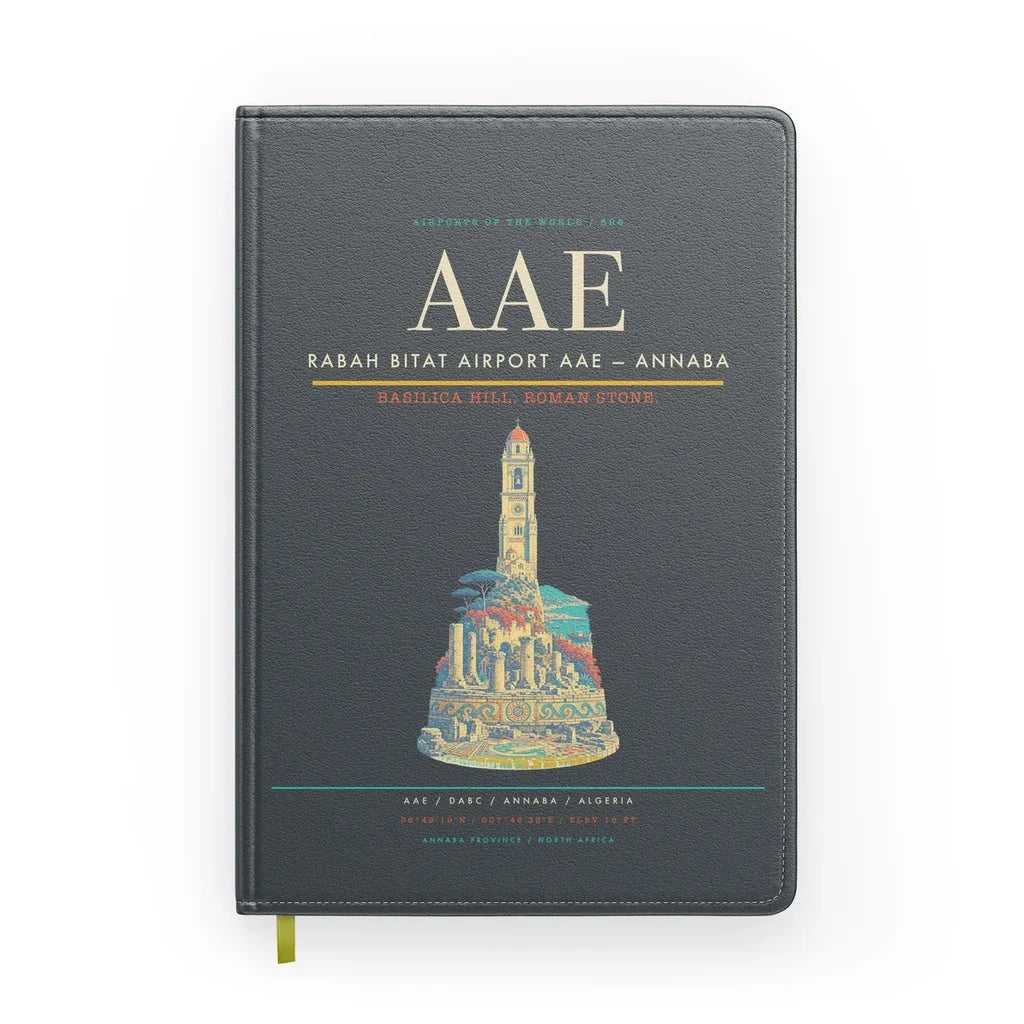 Rabah Bitat Airport (AAE) design on gray notebook