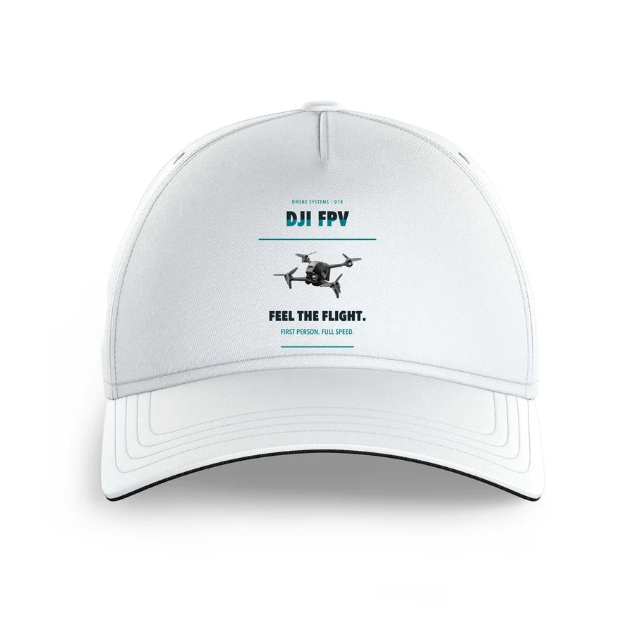 DJI FPV design on white printed hat